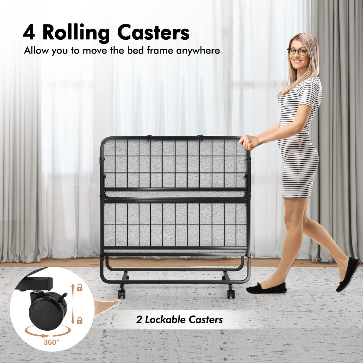 Folding Twin Size Portable Bed with 4” Memory Foam Mattress S990450