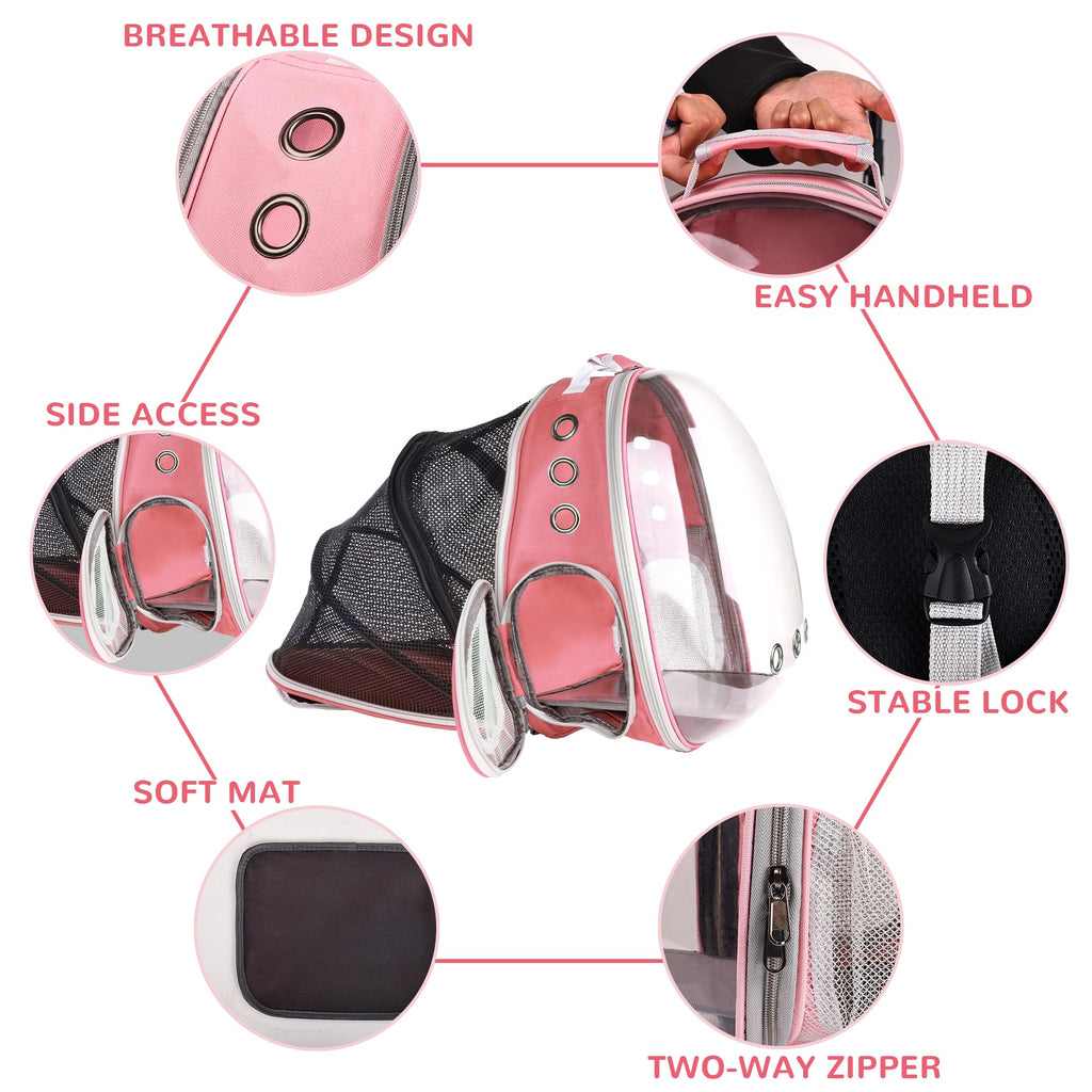 Expandable Pet Backpack Carrier for Under 15 lbs (Pink) Y497632