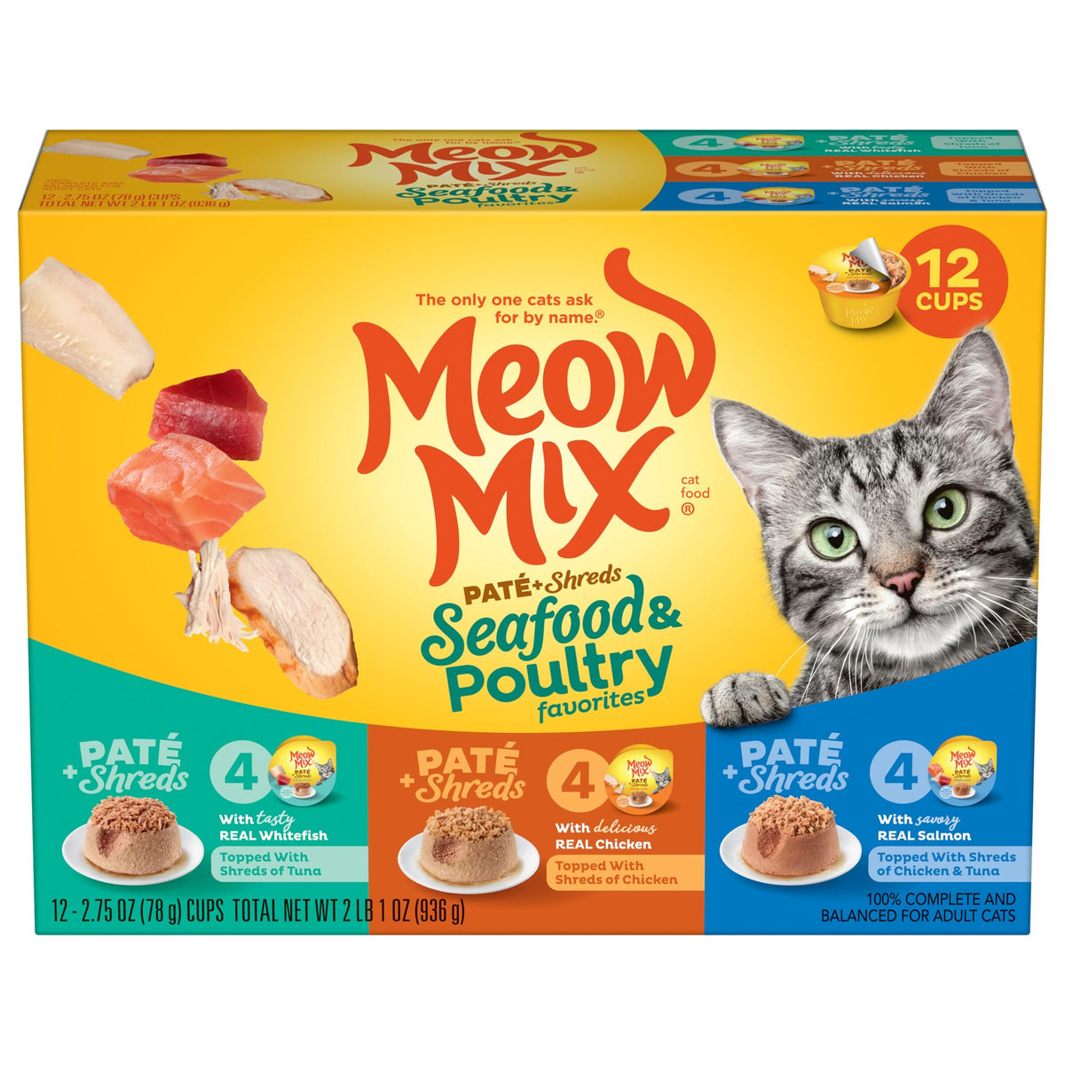 Dry Cat Food 6.3 Pound Bag + Wet Cat Food Variety Pack 2.75 Ounce Cups P867