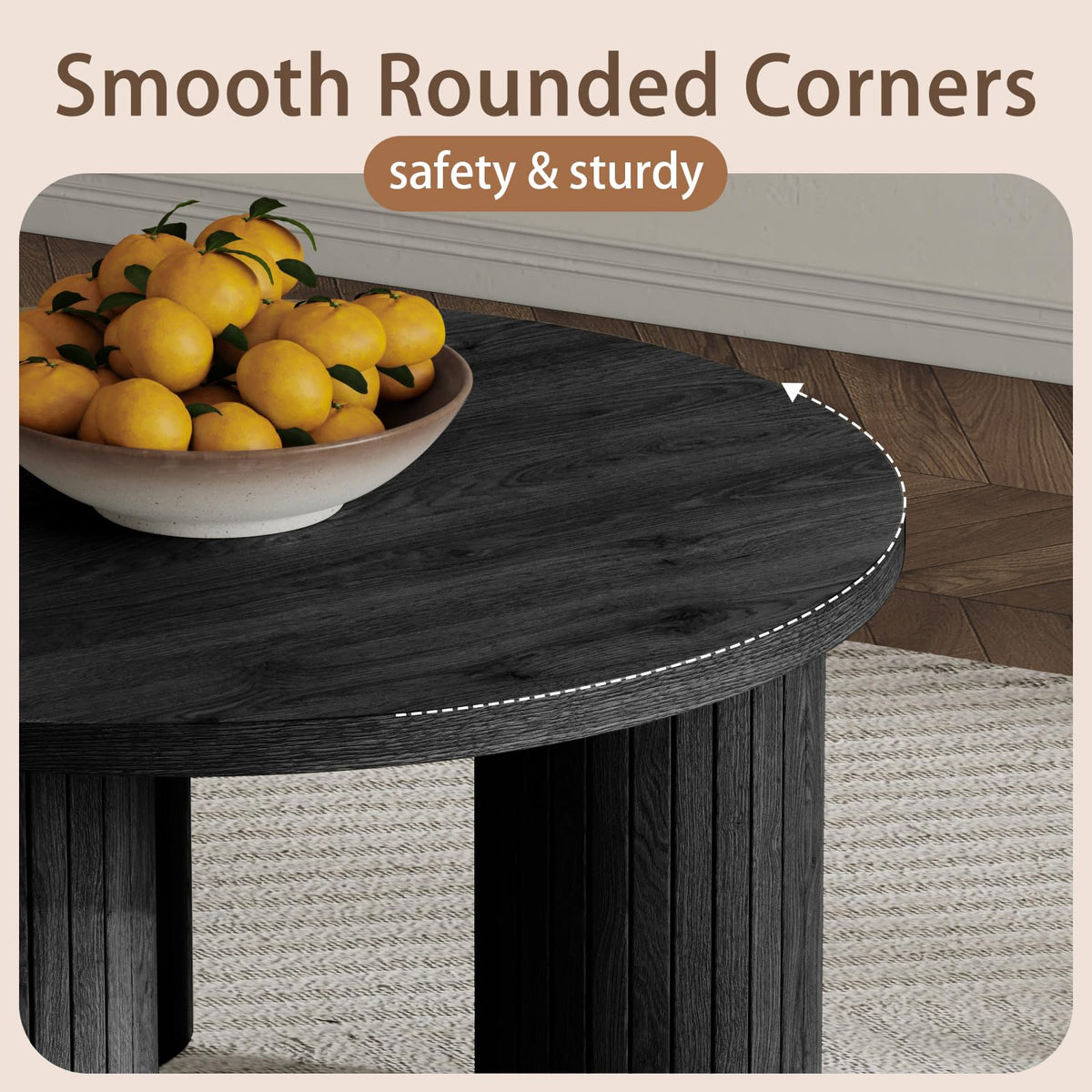Round Wood Coffee Table with Fluted Legs N5505