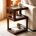 Solid Wood 3 Tier Brown Side Table I853