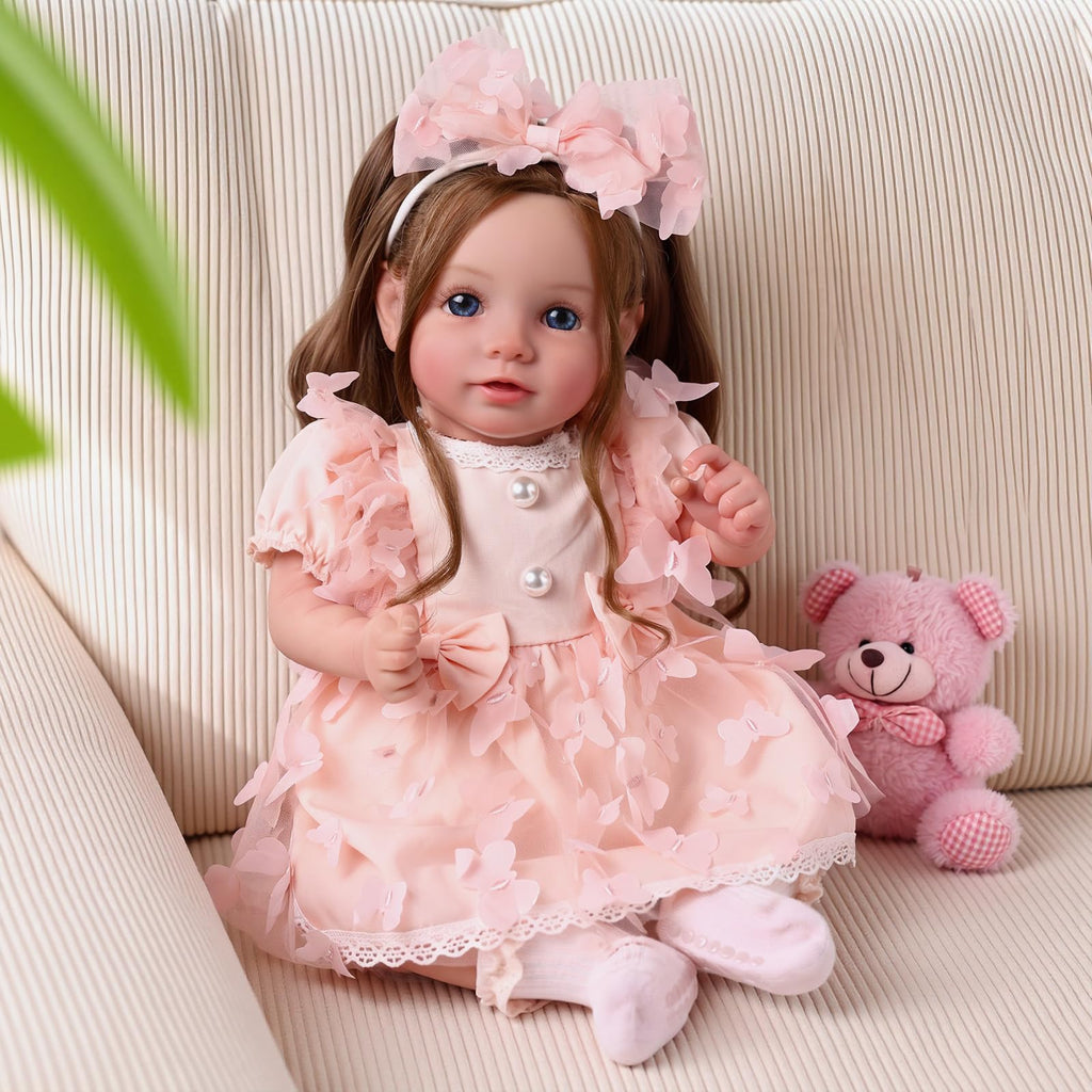 20 Inch Reborn Baby Dolls with Brown Hair A296