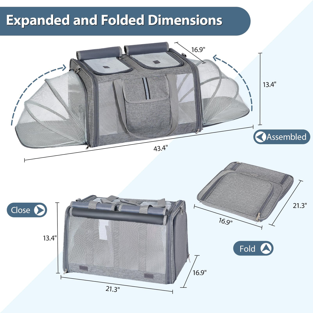Large Expandable Soft-Sided Cat Carrier S77396