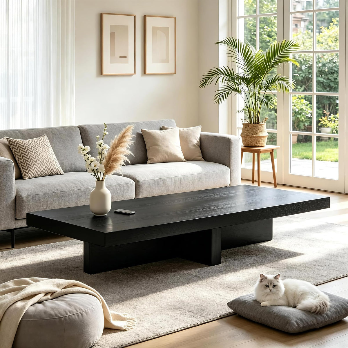 Large Square Solid Wood Natural Rustic Coffee Table I71676