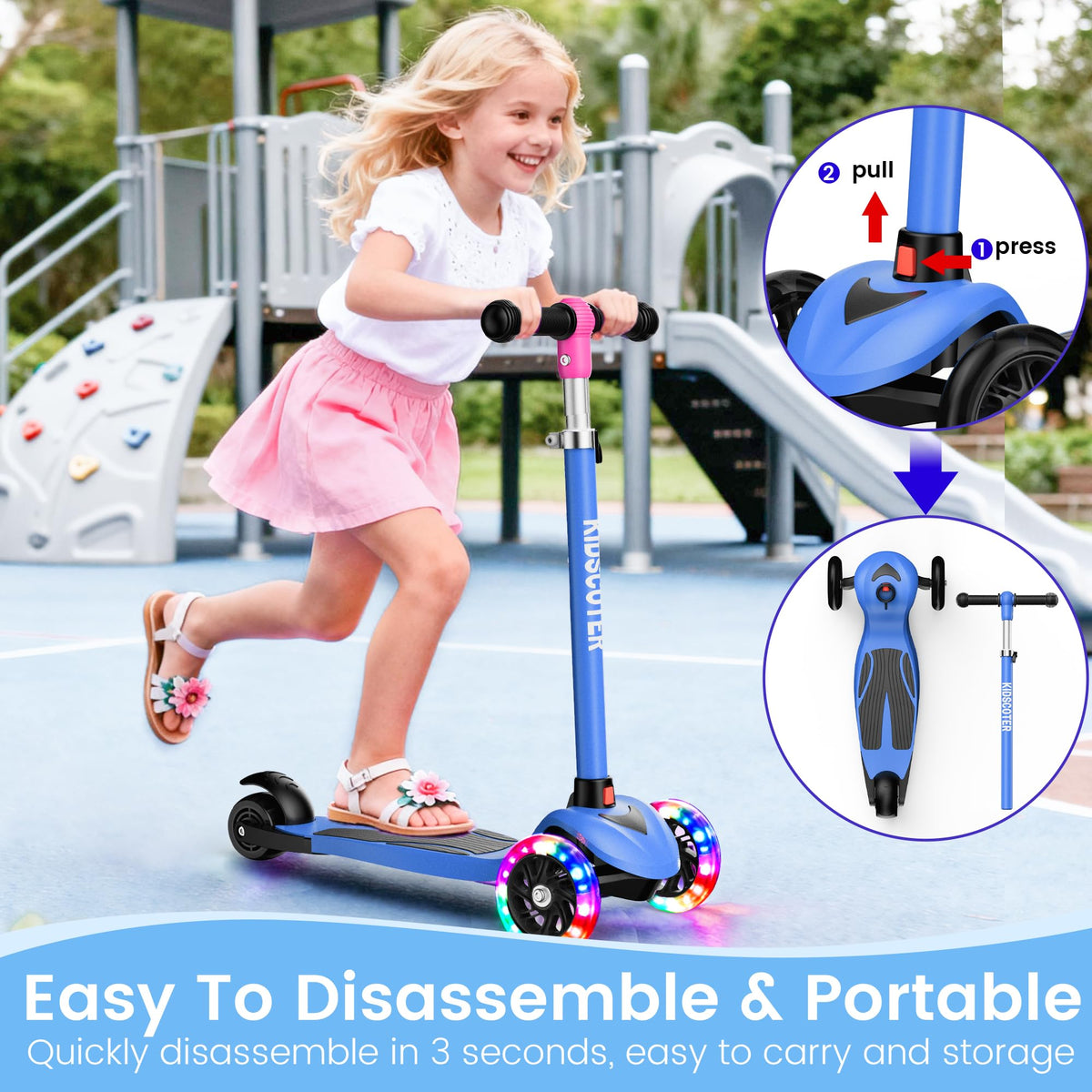 Multicolor 3 Wheel Kids Scooter with LED Light-Up Wheels M830072