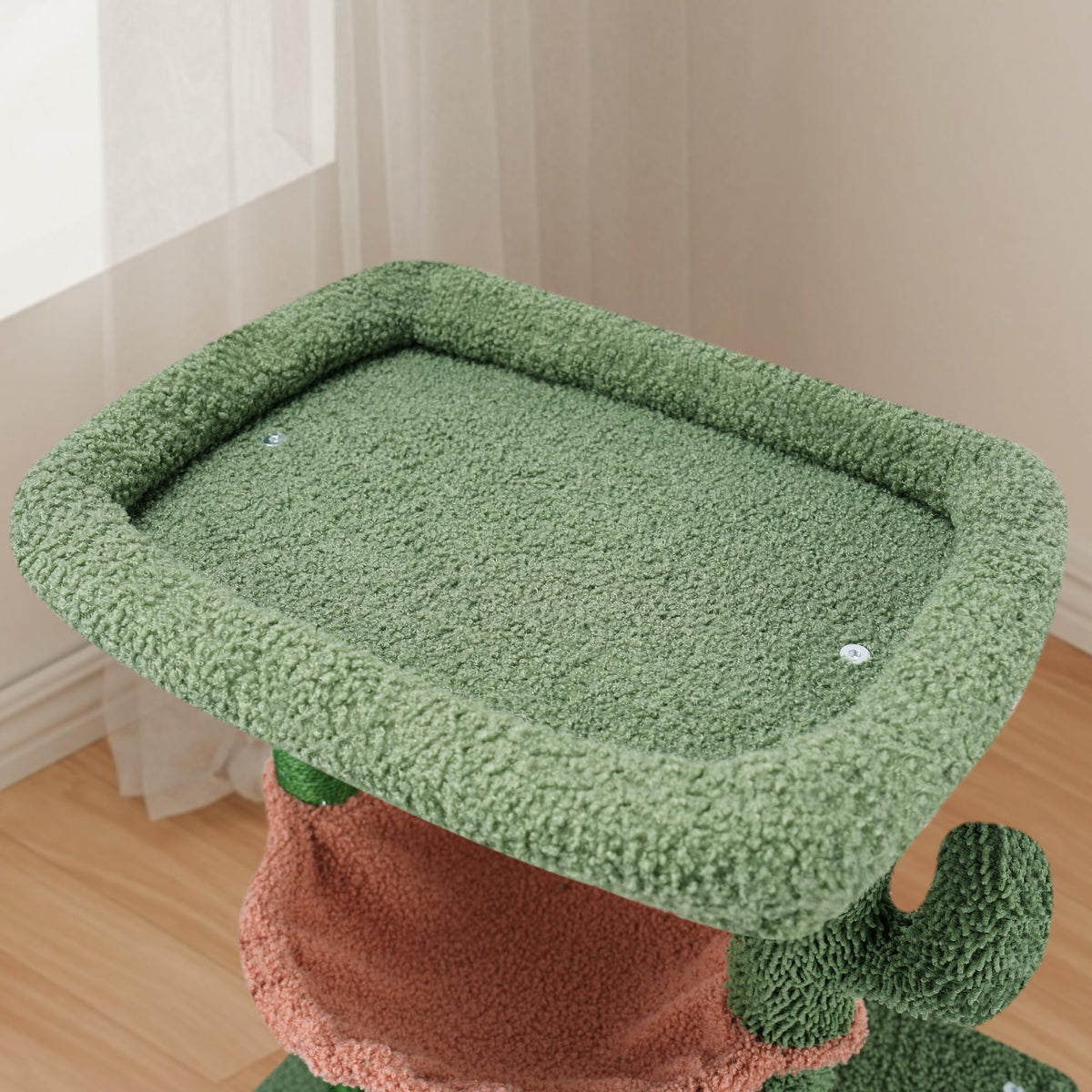 37.4" Green Cactus Cat Tree with Cat Condos and Scratching Post V36075