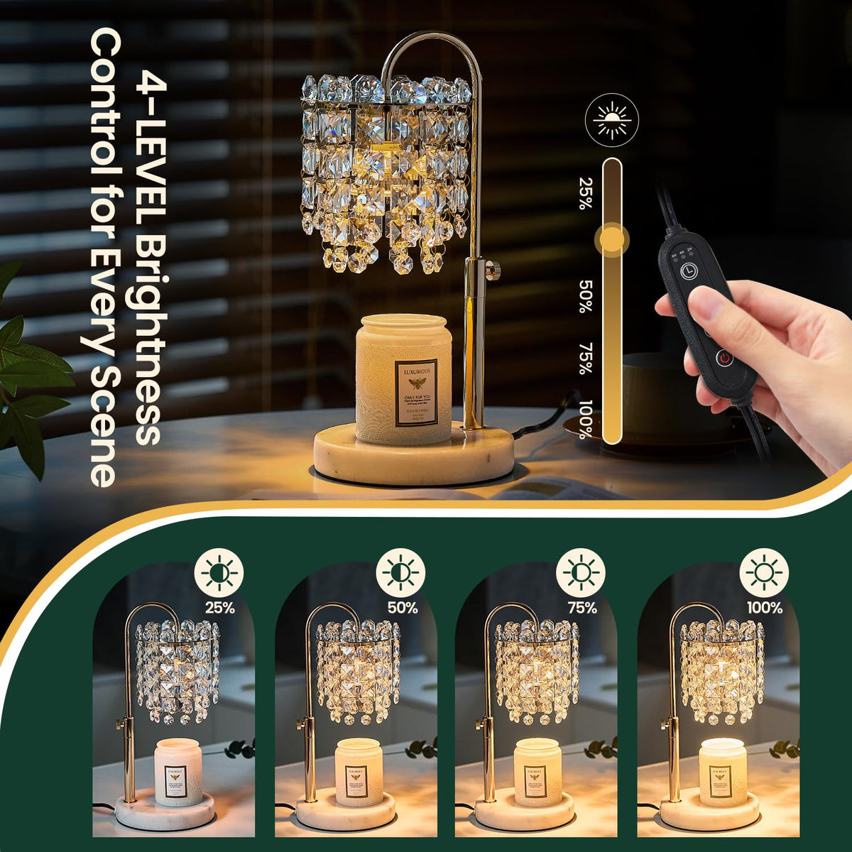 Candle Warmer Lamp with Timer Dimmer Adjustable Height Y793