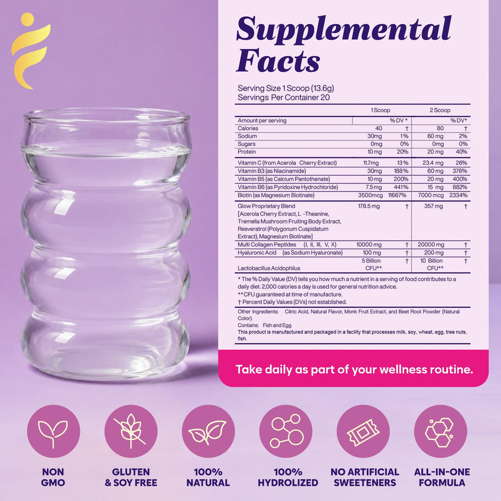 Unflavored Multi Collagen Peptides Powder 40 Servings O68271