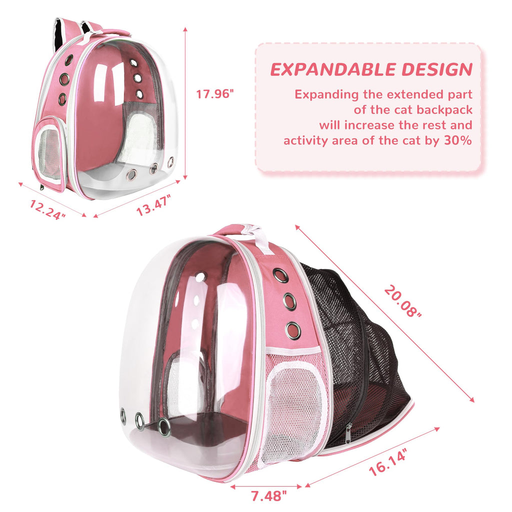 Expandable Pet Backpack Carrier for Under 15 lbs (Pink) Y497632