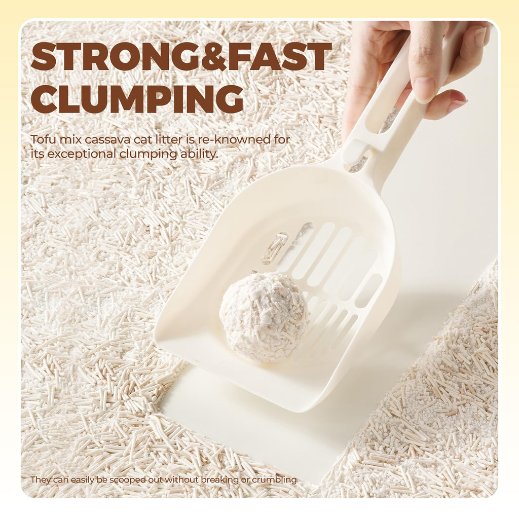 Tofu Cat Litter, Non-Stick, Odor Control, Flushable, Clumping, 99.9% Dust-Free, 5.5lb × 3 Bags T789361