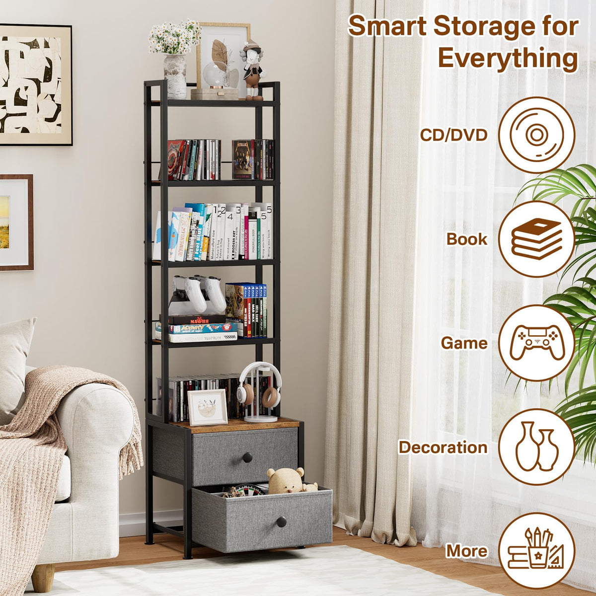 CD Storage Rack with Drawer E861