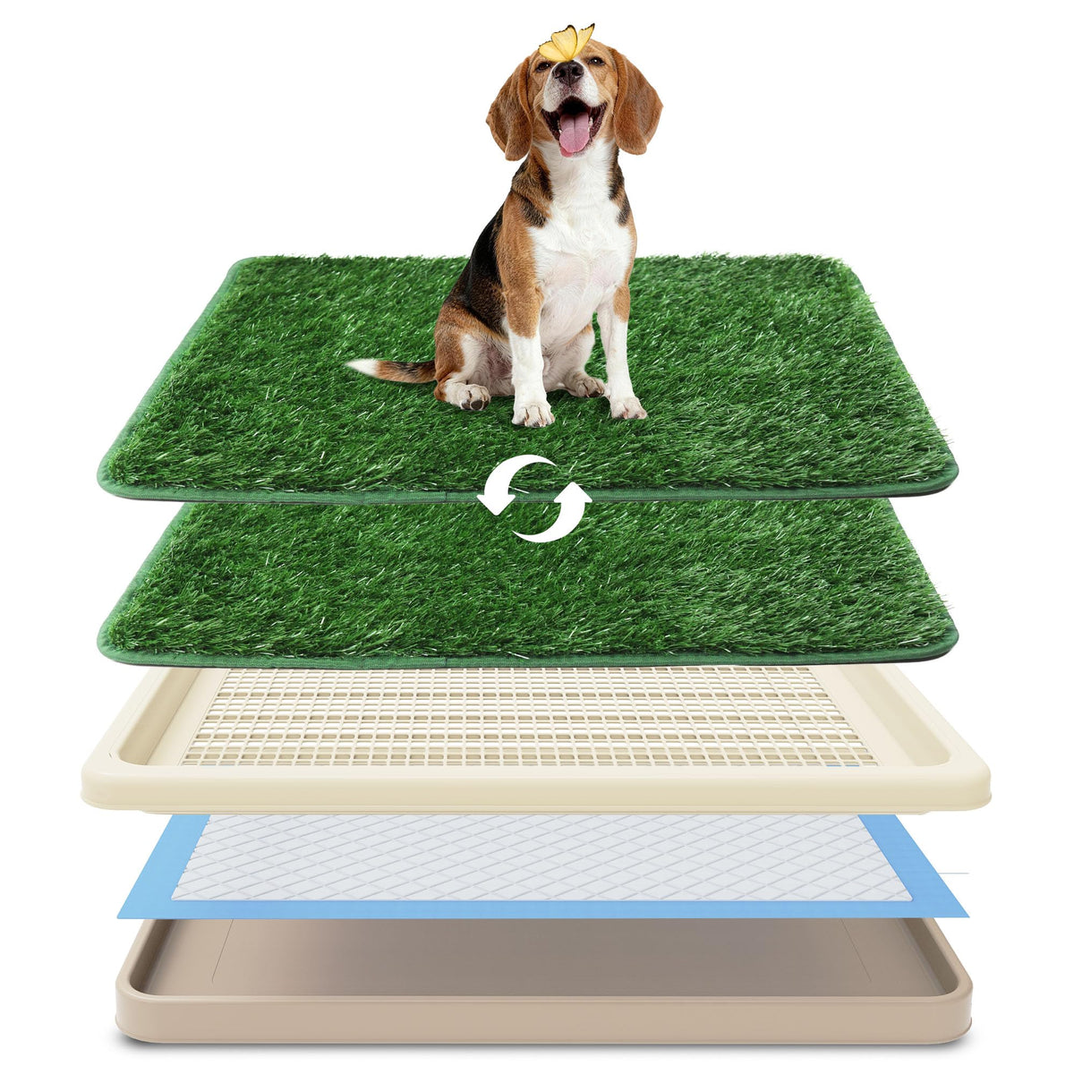 Dog Grass Pad with Tray, 2 Washable Grass Pads I381