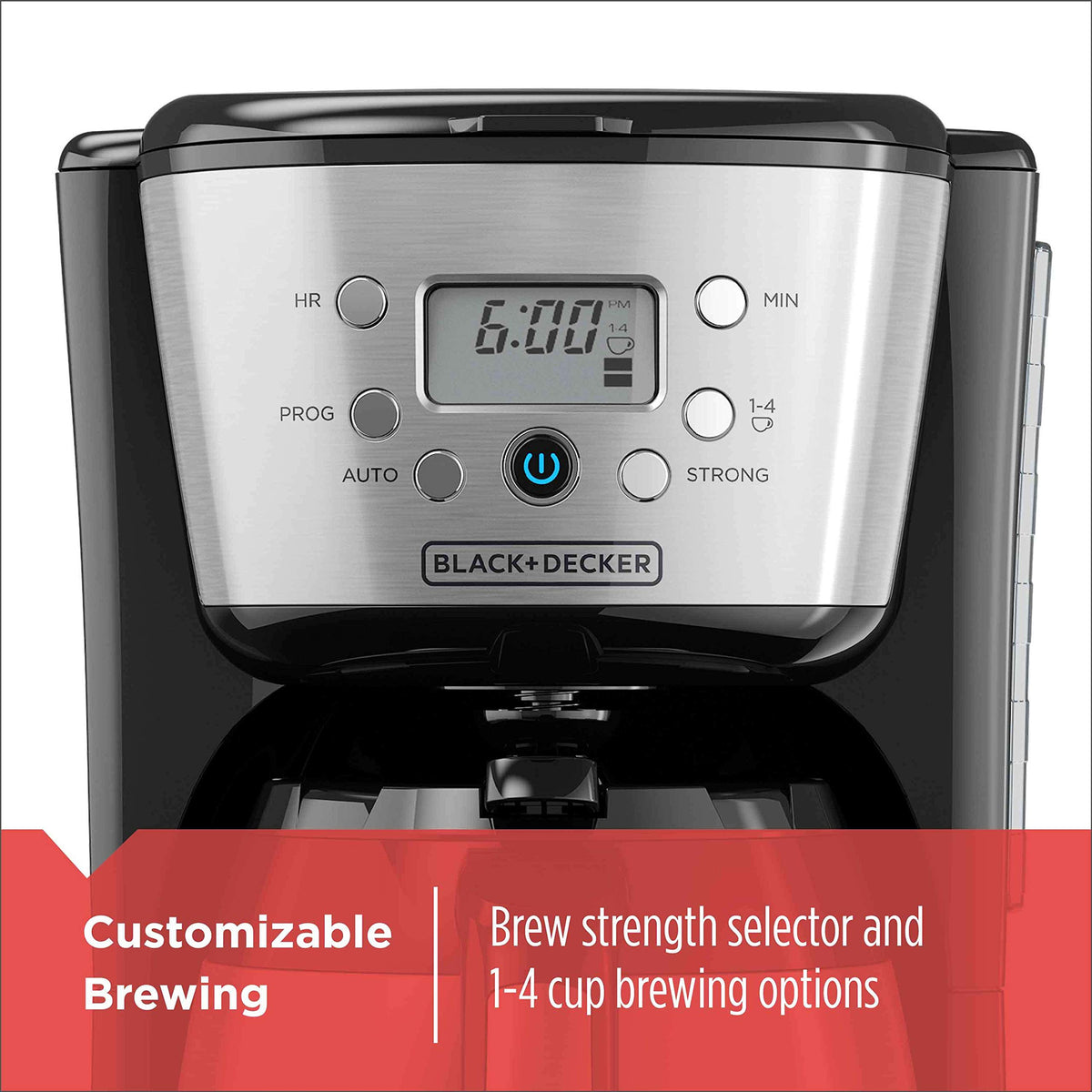 Black and Silver 12 Cup Programmable Thermal Coffee Maker V50405