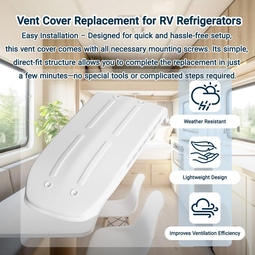 White RV Refrigerator Vent Cover Replacement F844