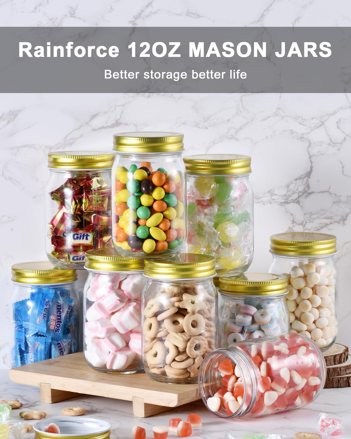 12oz Glass Mason Jars with Lids 20 Pack U285