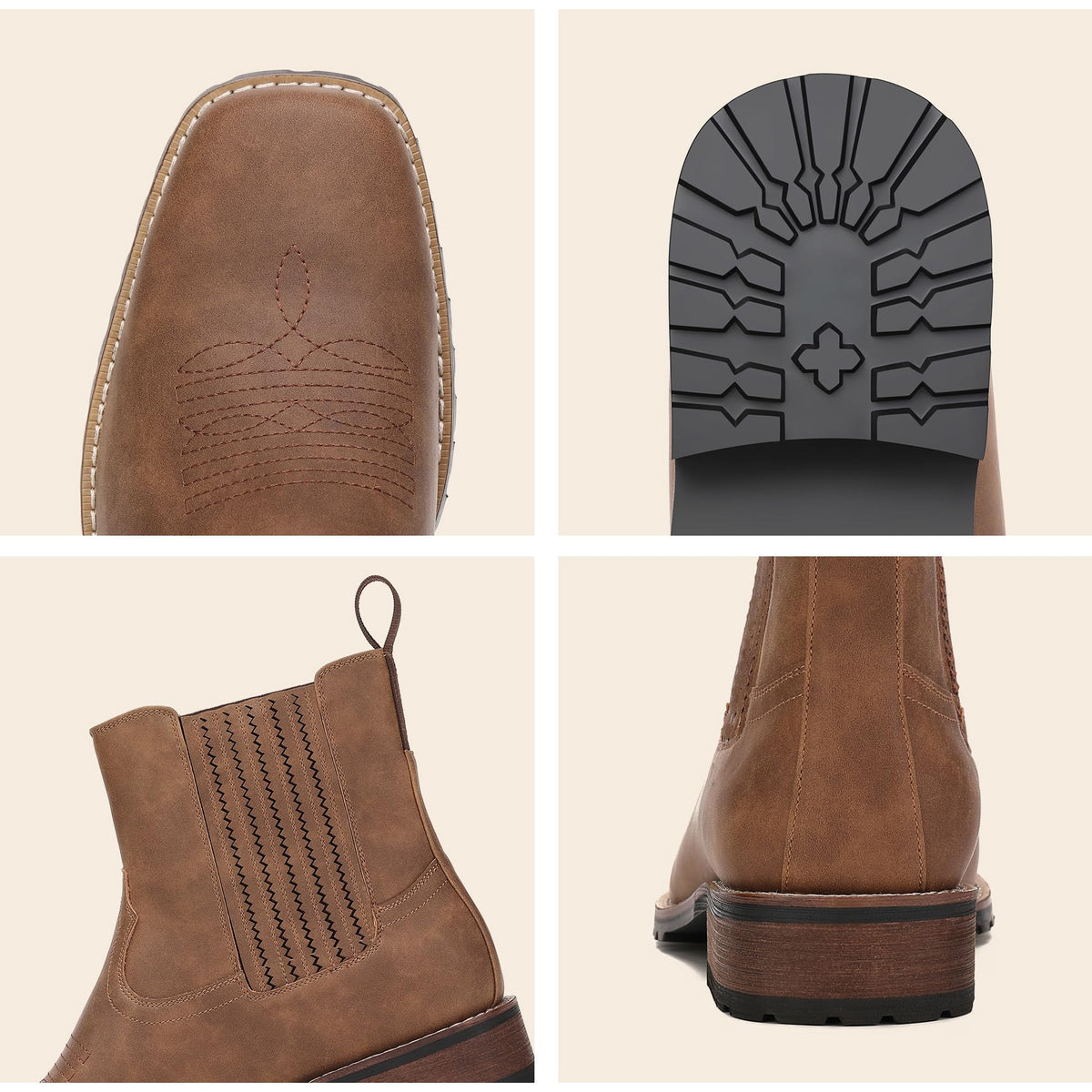 Cowboy Boots for Men Embroidery Square Toe O966046
