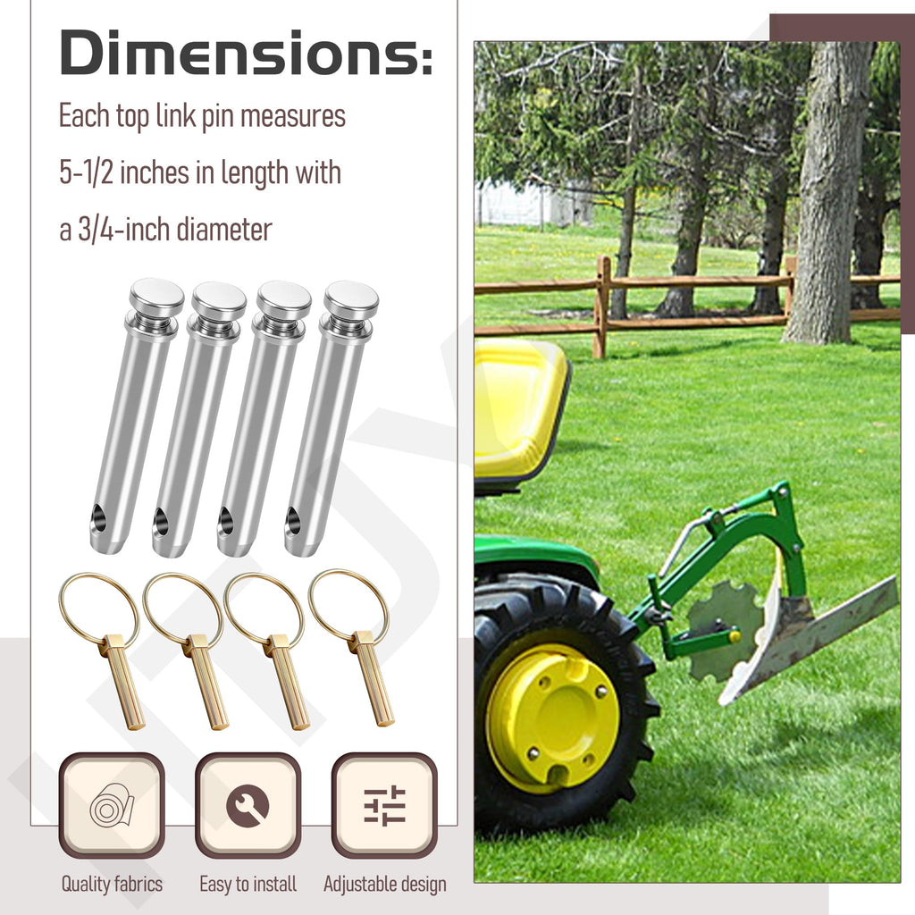 Cat 1 Top Link Pin Hitch Accessories, 4 Pack, 5-1/2, 3/4" P136