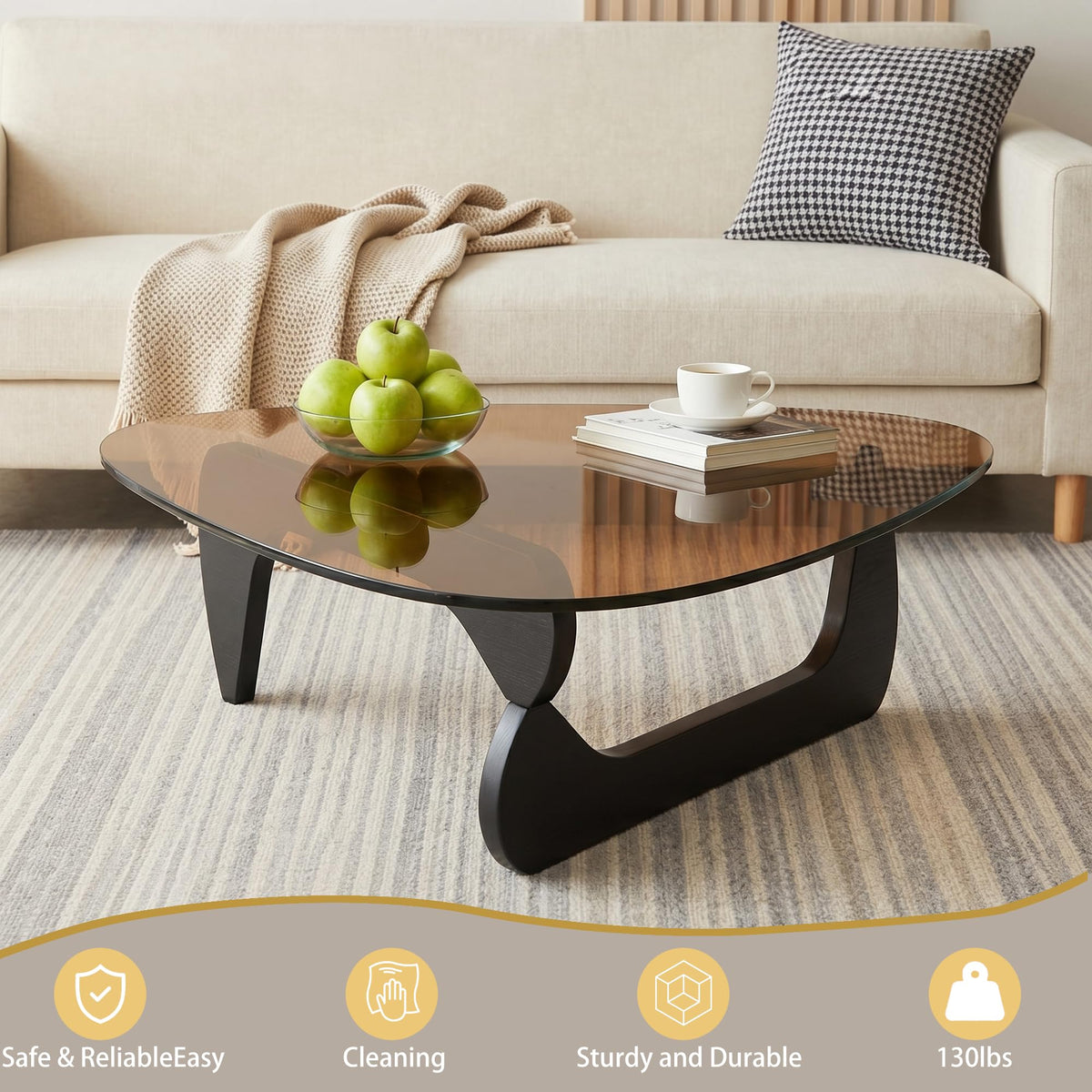 32" Black Tempered Glass Coffee Table A950