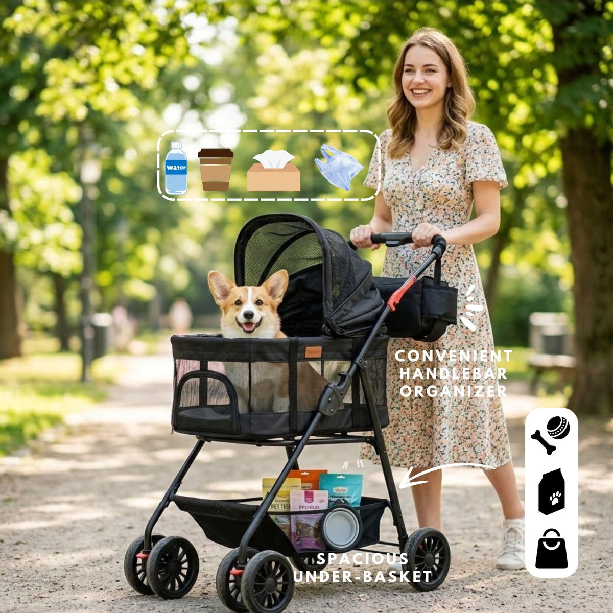 3 in 1 Pet Stroller with Detachable Carrier A77015