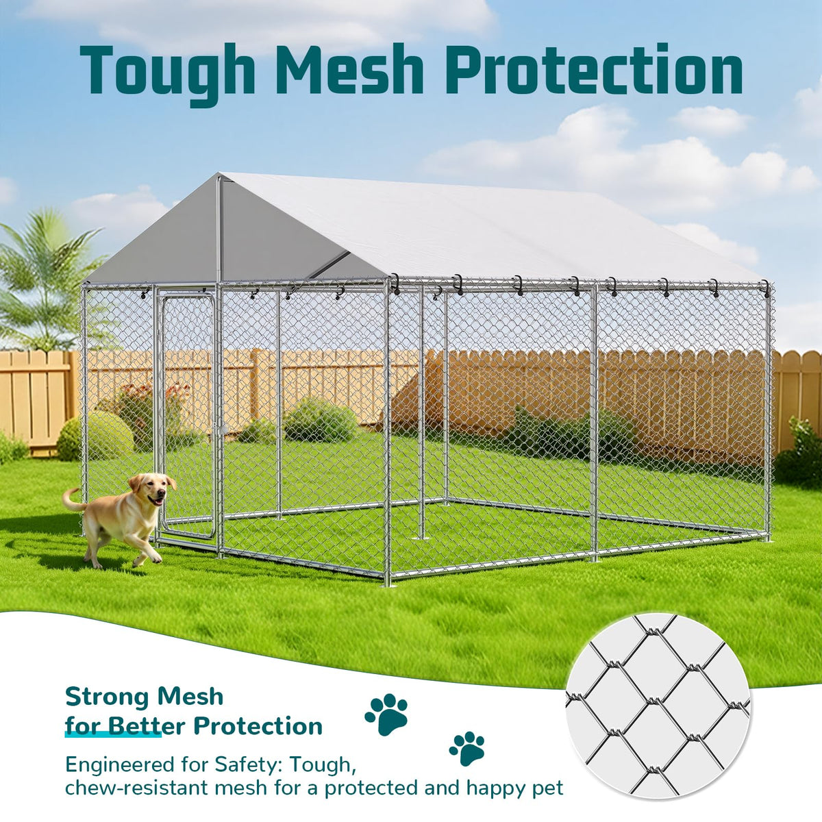 10x10 FT Outdoor Dog Kennel with Roof J152