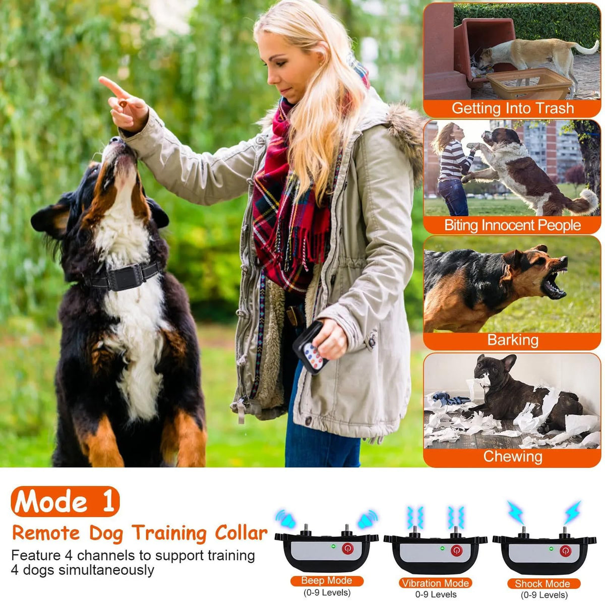 Wireless Electric Dog Fence & Remote Training Shock Collar, Waterproof, Up to 8 Acre J96381