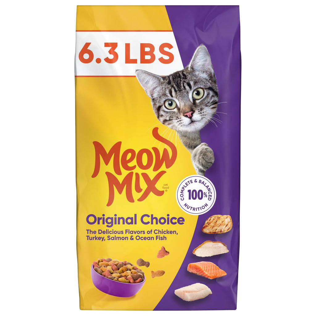 Dry Cat Food 6.3 Pound Bag + Wet Cat Food Variety Pack 2.75 Ounce Cups P867