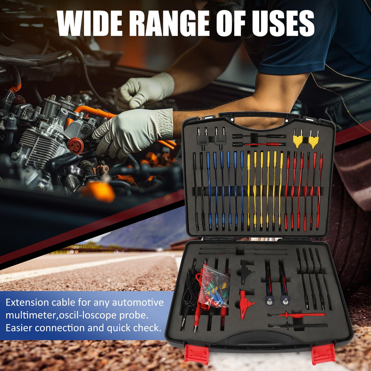 110 Pcs Automotive Circuit Test Lead Kit with Black Carrying Case L256
