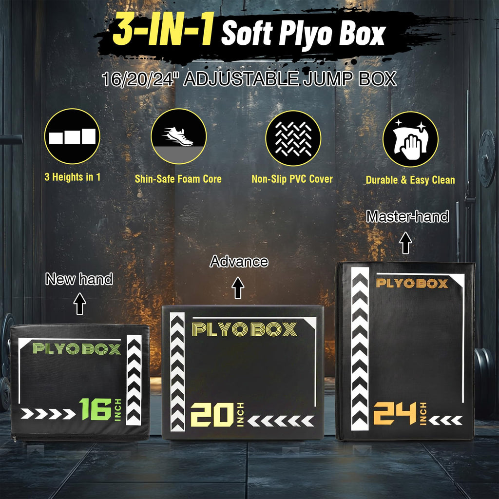 3-in-1 Plyometric Jump Box with 16/20/24" Heights V838715