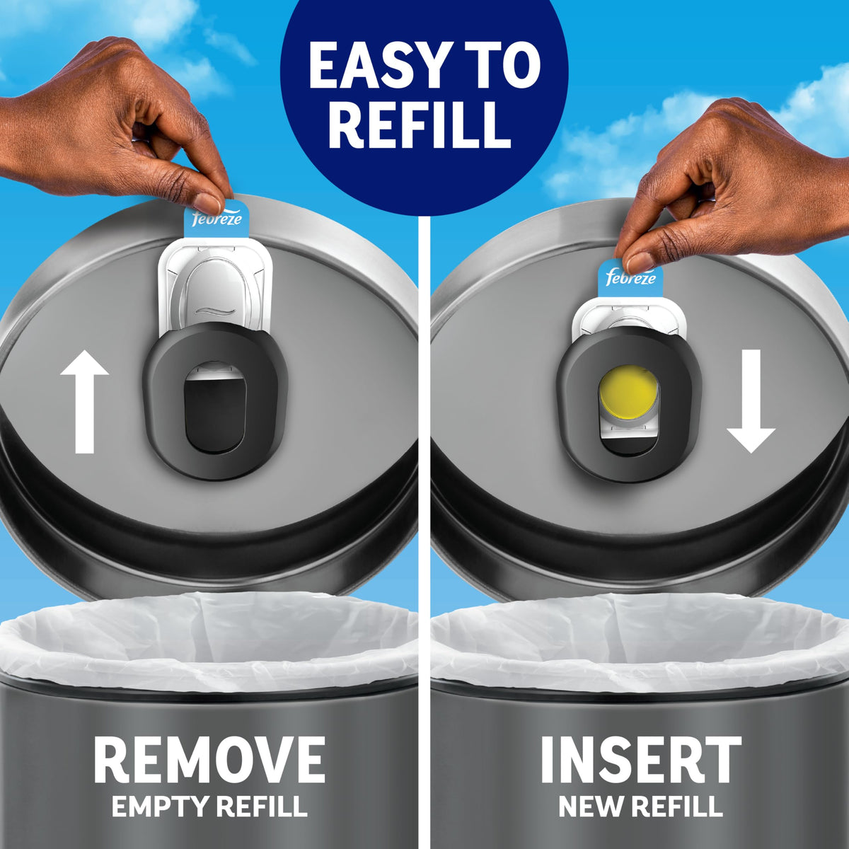 Can Air Freshener Stick-On Deodorizer, 2 Holders + 2 Refills T721171