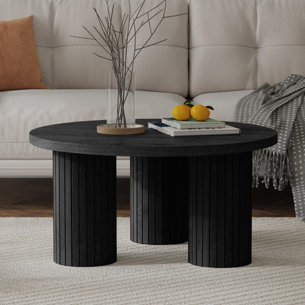 Round Wood Coffee Table with Fluted Legs N5505