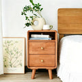 Solid Wood 2 Drawer Narrow Nightstand D585