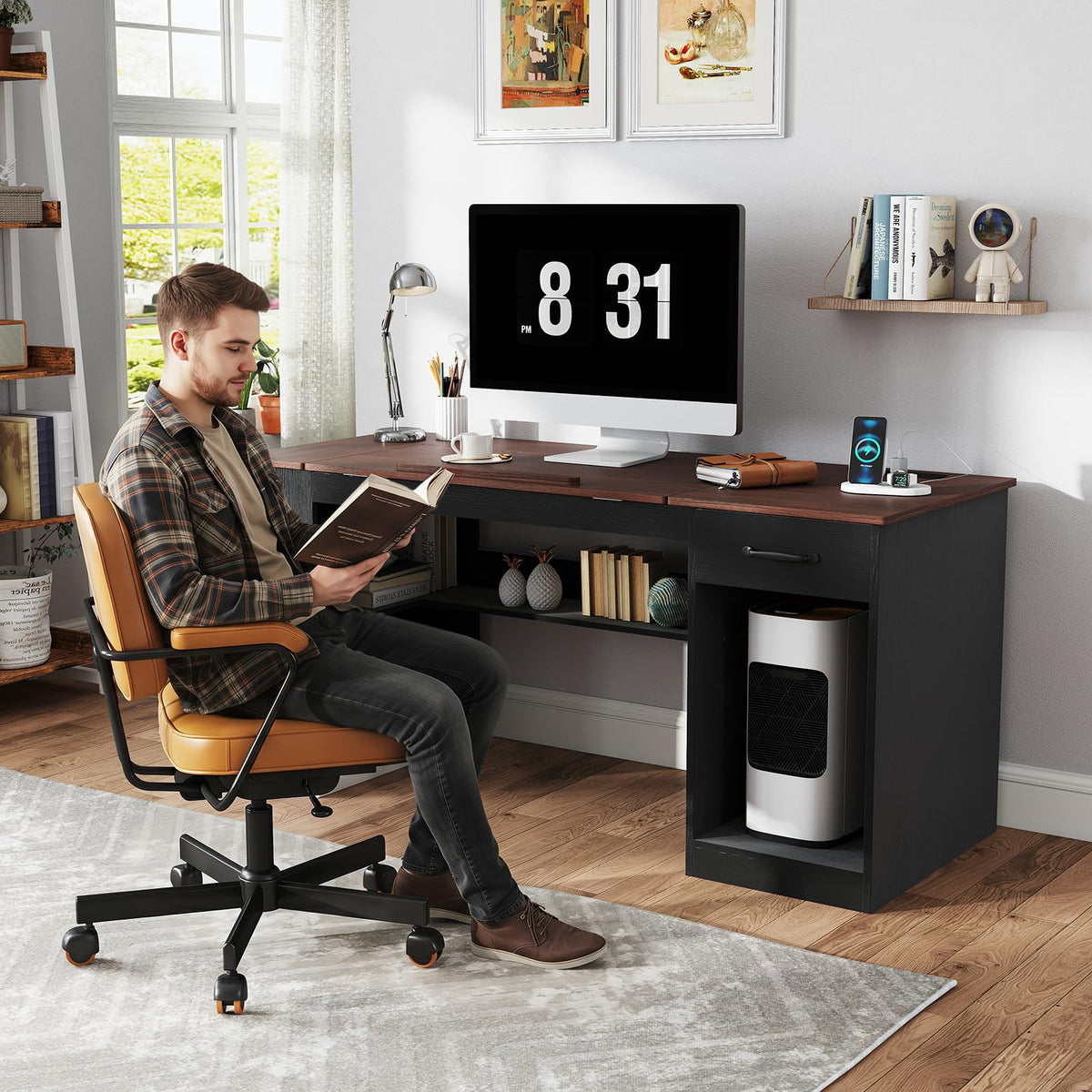 55.1" Black Drafting Table X540152