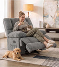 41" Oversized Chenille Rocker Recliner Chair Grey 350 LBS Capacity X87270