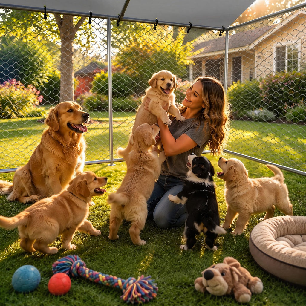 10x10 FT Outdoor Dog Kennel with Roof J152