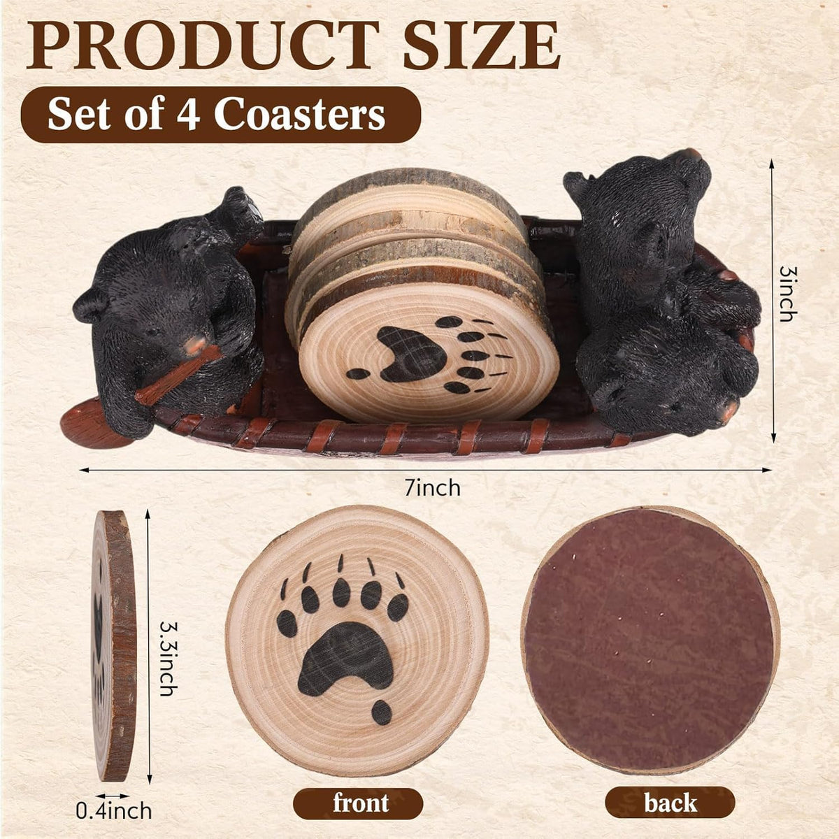 Black Bear Coasters Set of 6 L5455