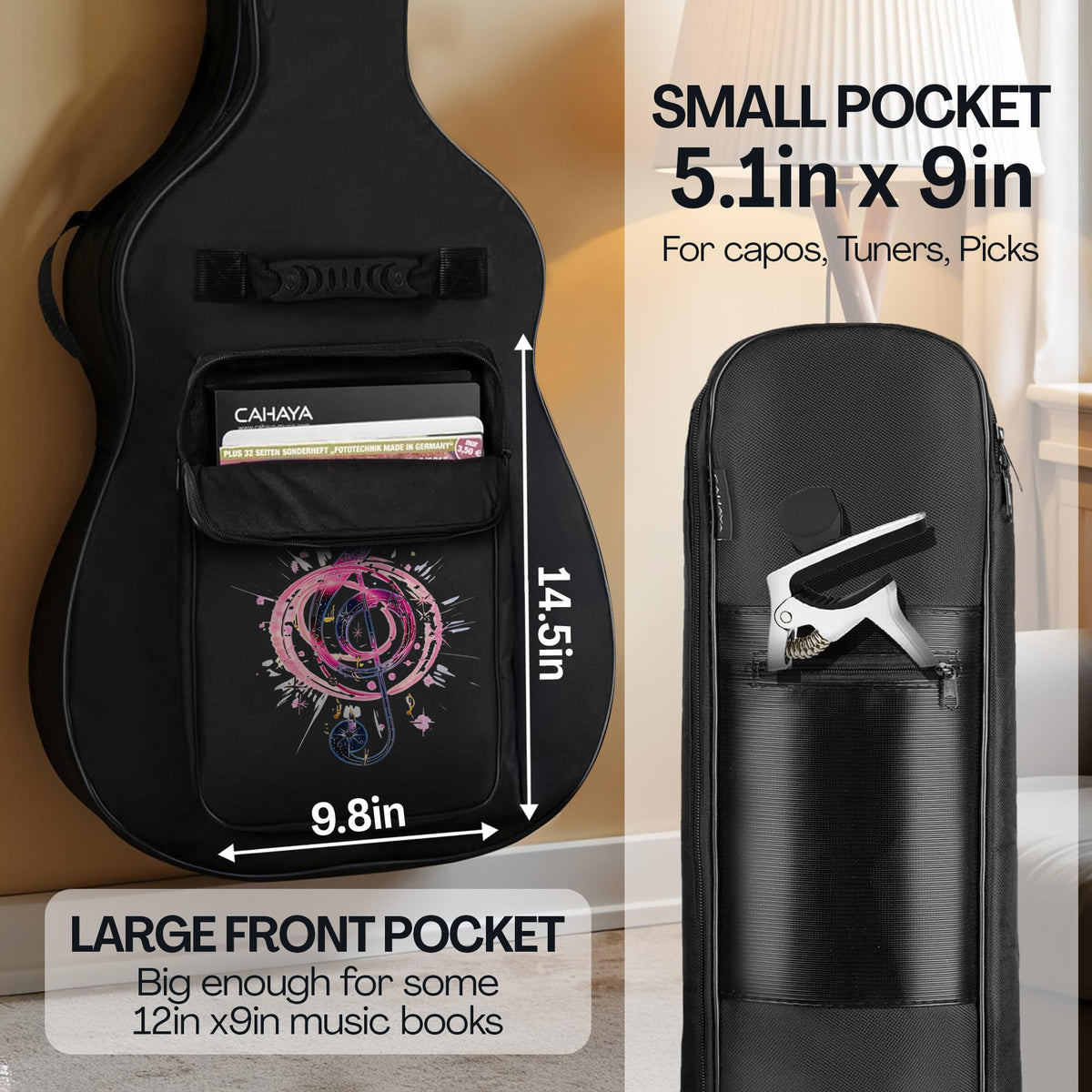 Soft Water Resistant Padded Guitar Gig Bag with Shoulder Straps and Pockets O1989