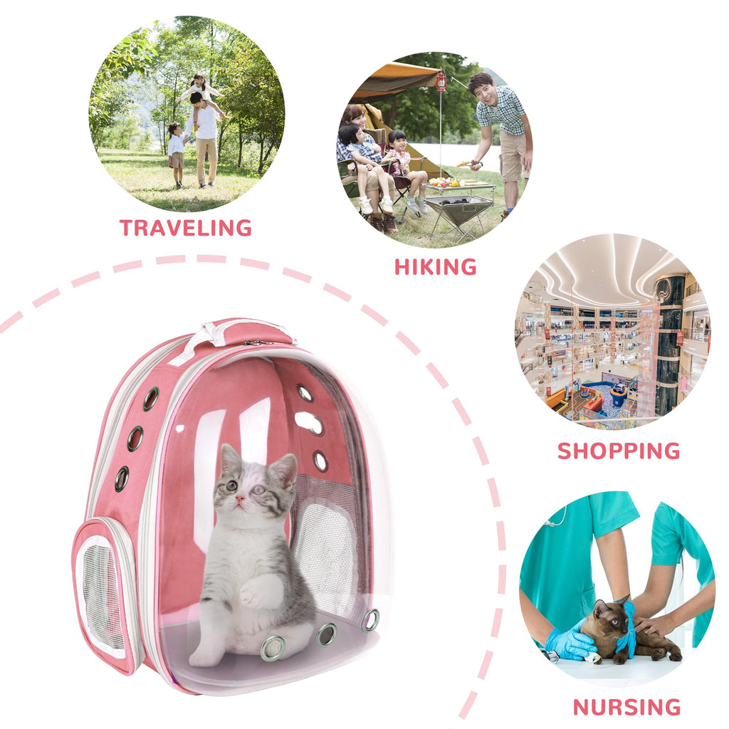 Expandable Pet Backpack Carrier for Under 15 lbs (Pink) Y497632