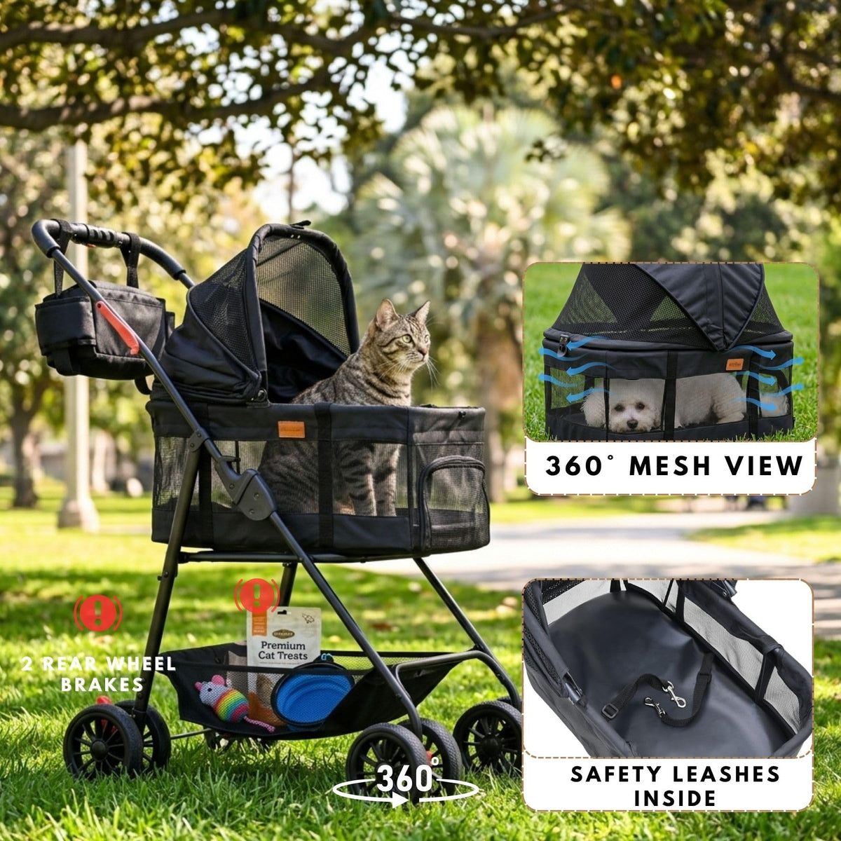 3 in 1 Pet Stroller with Detachable Carrier A77015