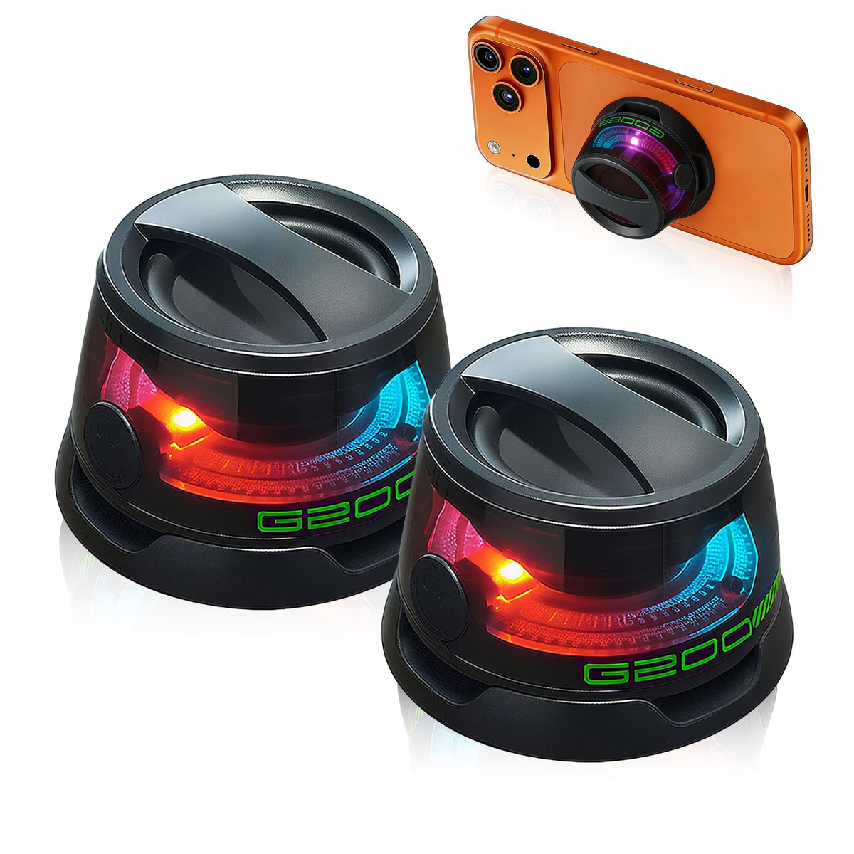 Magnetic Mini Bluetooth Speaker, Wireless Portable Speaker 2-Pack Black W924