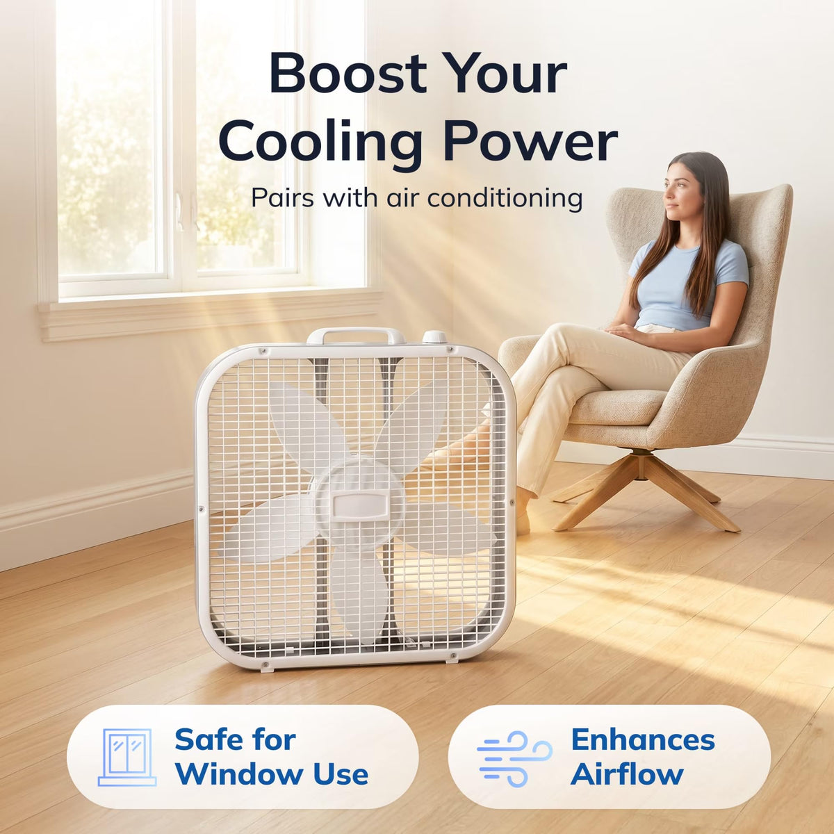20 Inch 3-Speed Box Fan White J50329