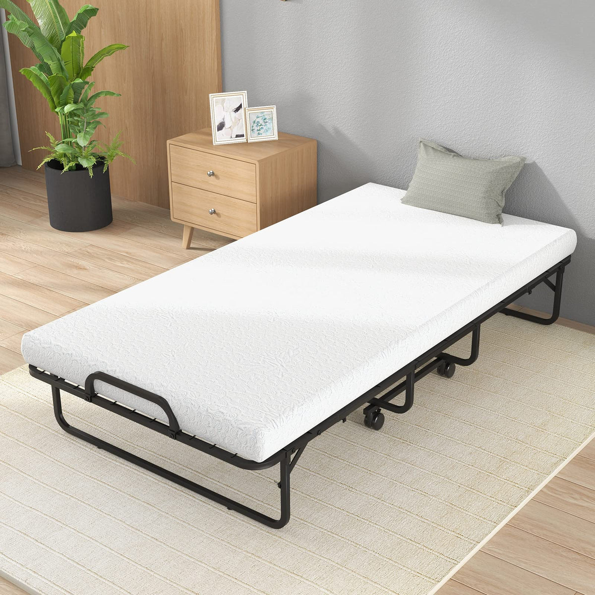 Folding Twin Size Portable Bed with 4” Memory Foam Mattress S990450