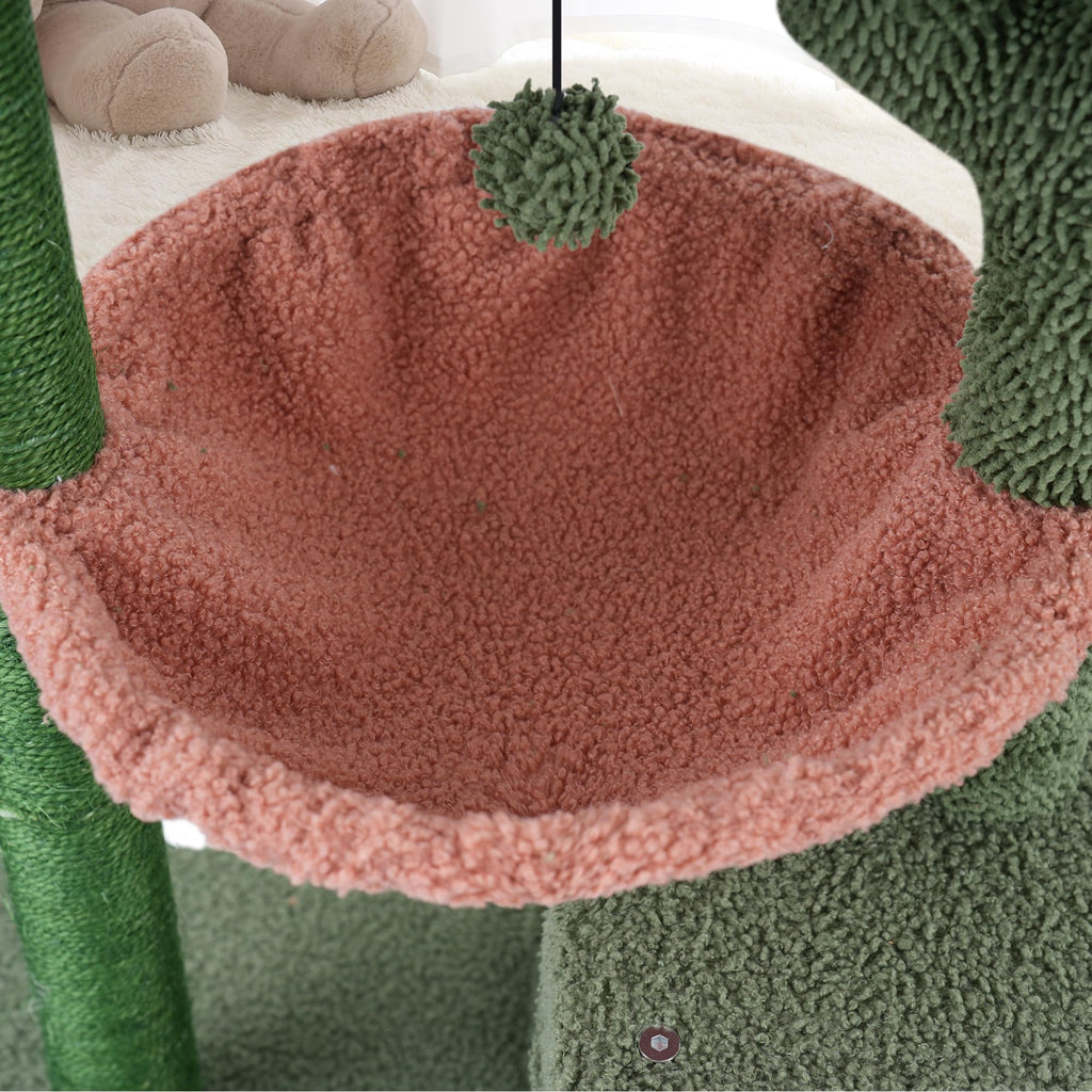 37.4" Green Cactus Cat Tree with Cat Condos and Scratching Post V36075