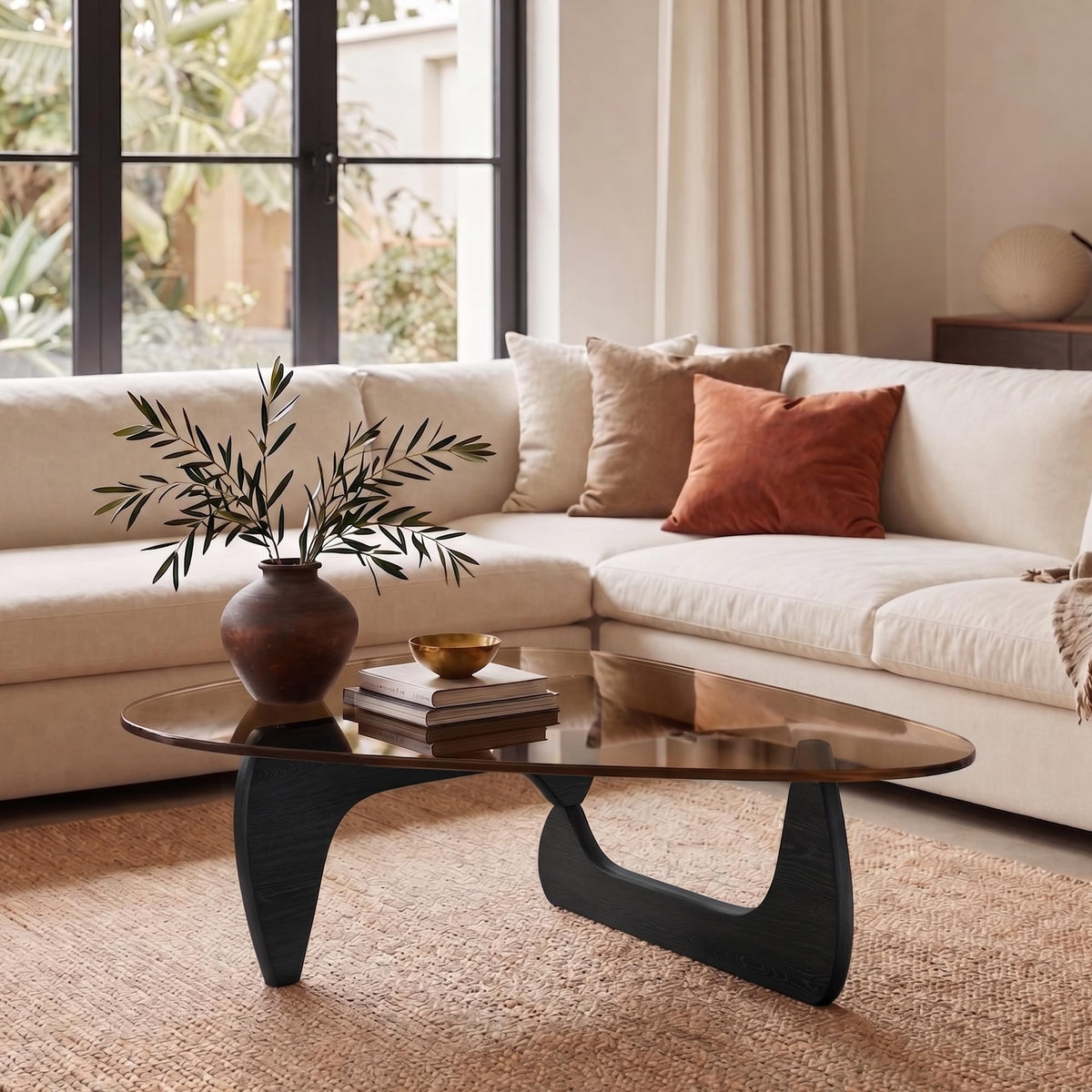 32" Black Tempered Glass Coffee Table A950