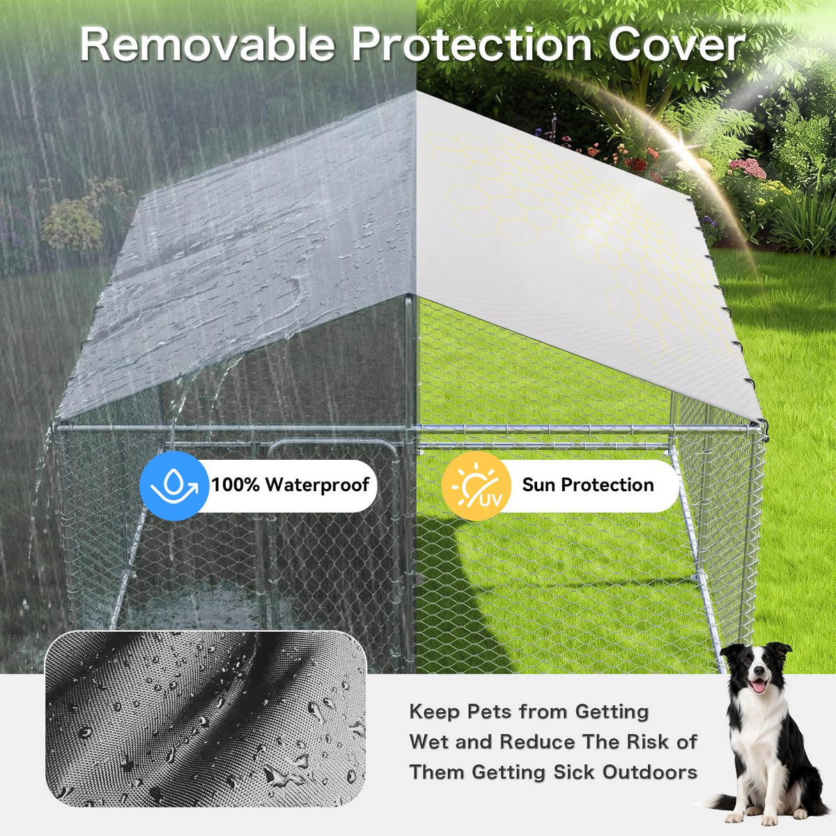 10x10 FT Outdoor Dog Kennel with Roof J152