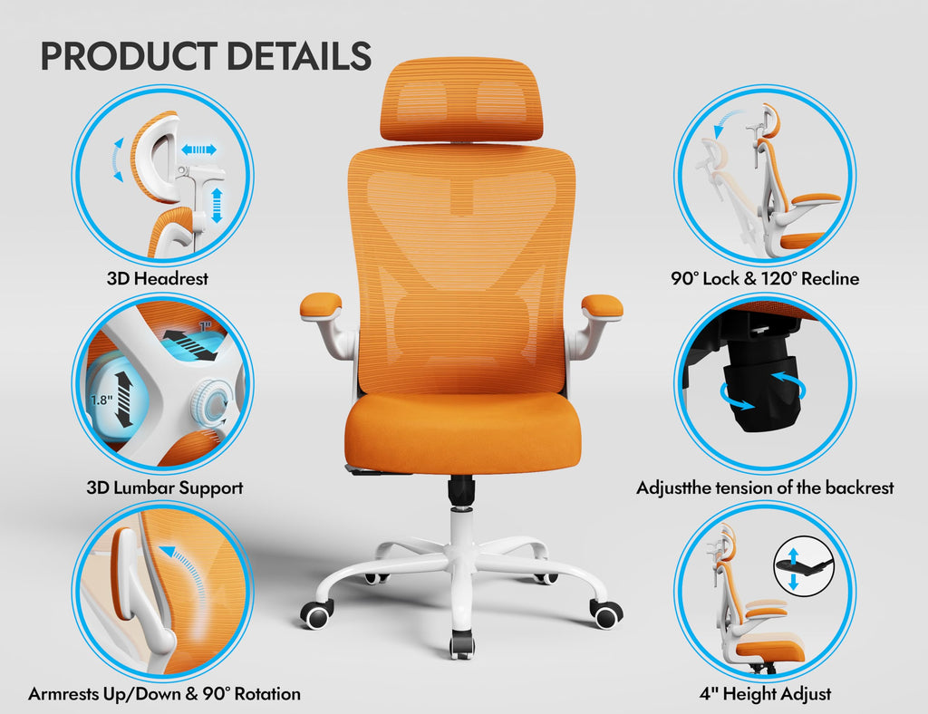 Ergonomic Mesh Office Chair with Headrest U511281