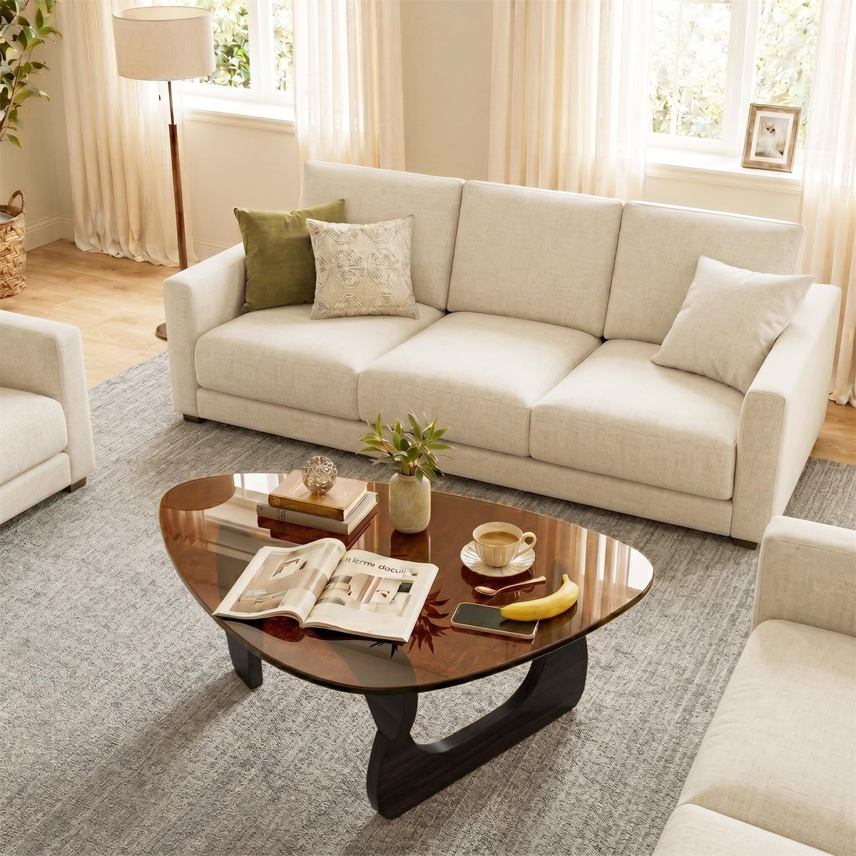 32" Black Tempered Glass Coffee Table A950