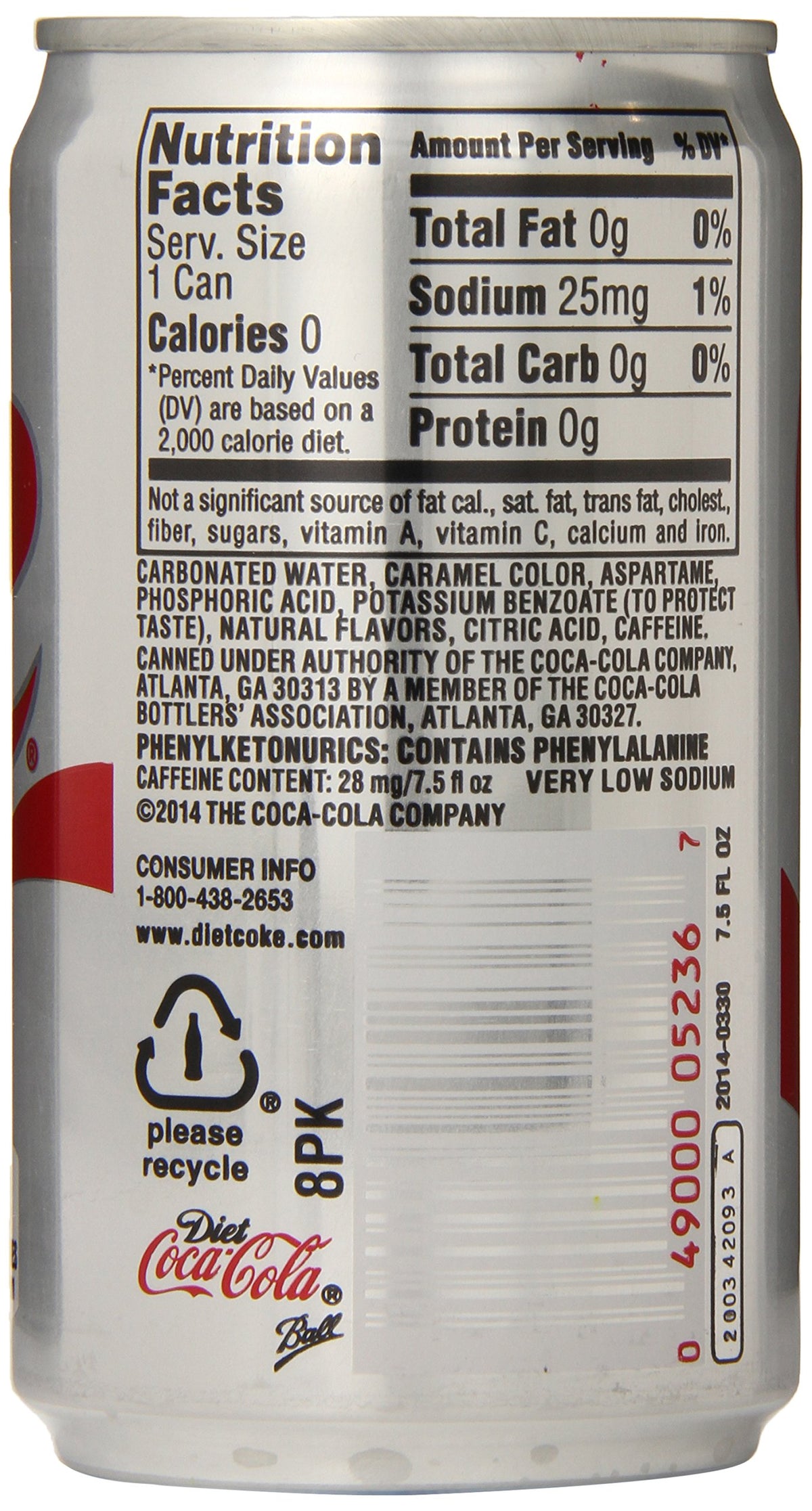Diet Coke Mini-Cans, 7.5 fl oz (Pack of 24) C74424
