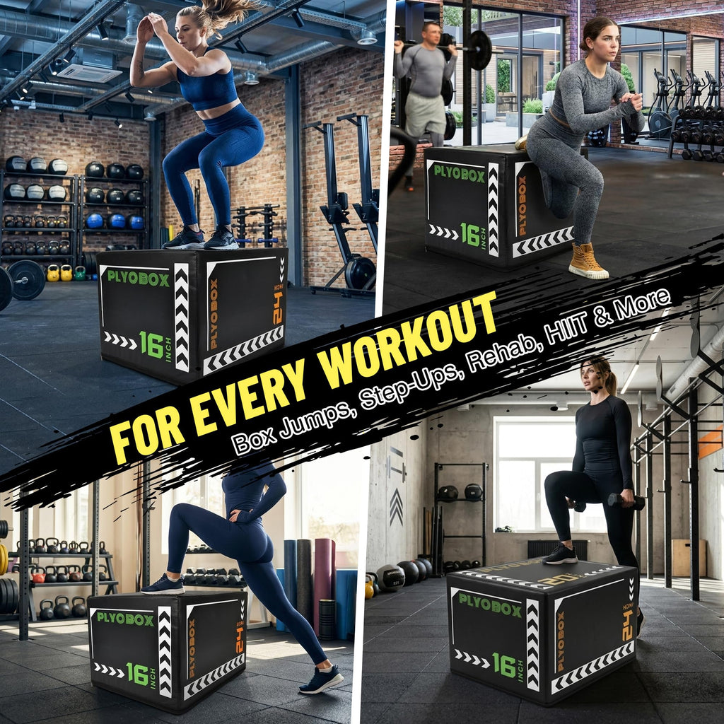 3-in-1 Plyometric Jump Box with 16/20/24" Heights V838715