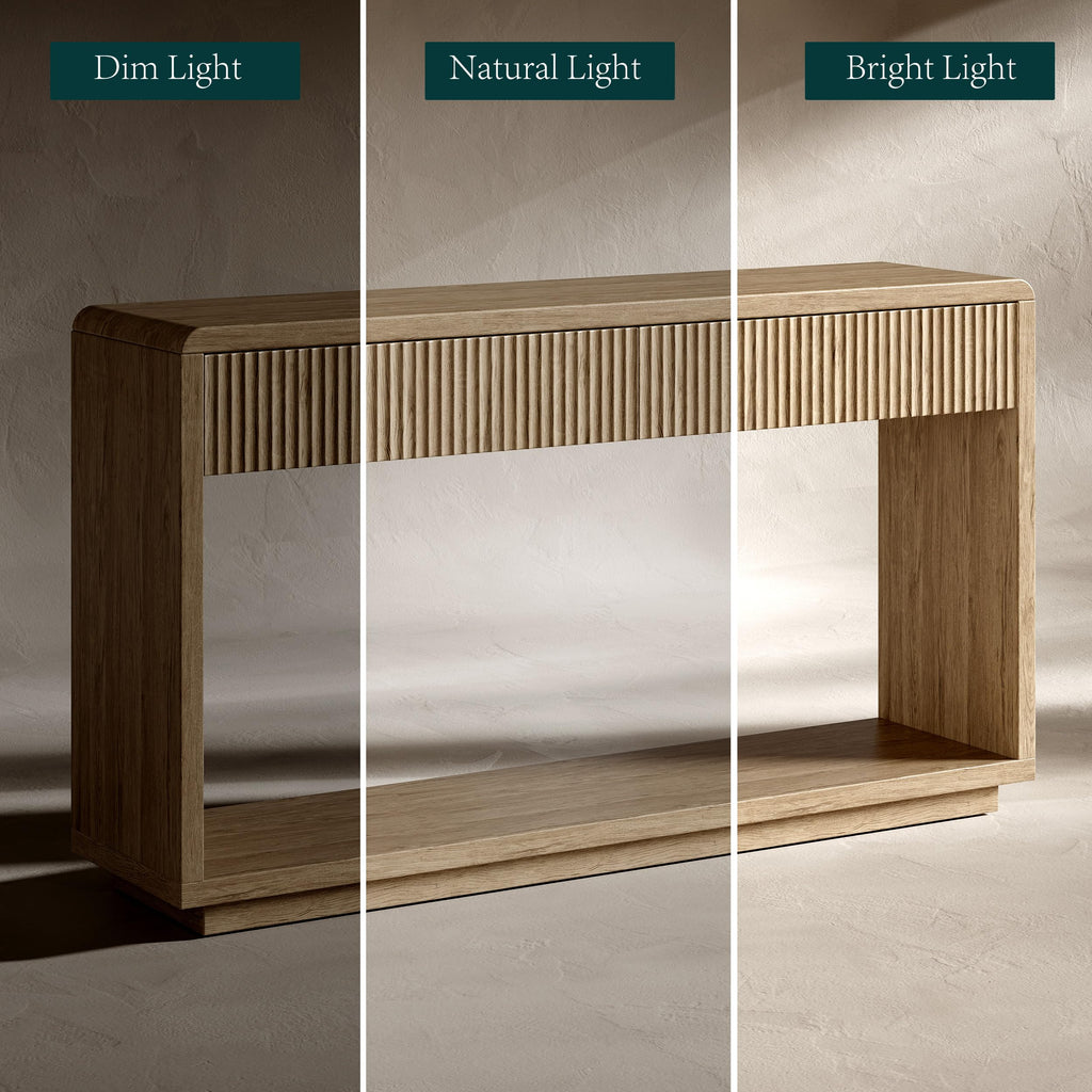 59'' Oak Console Table with Drawers W909004