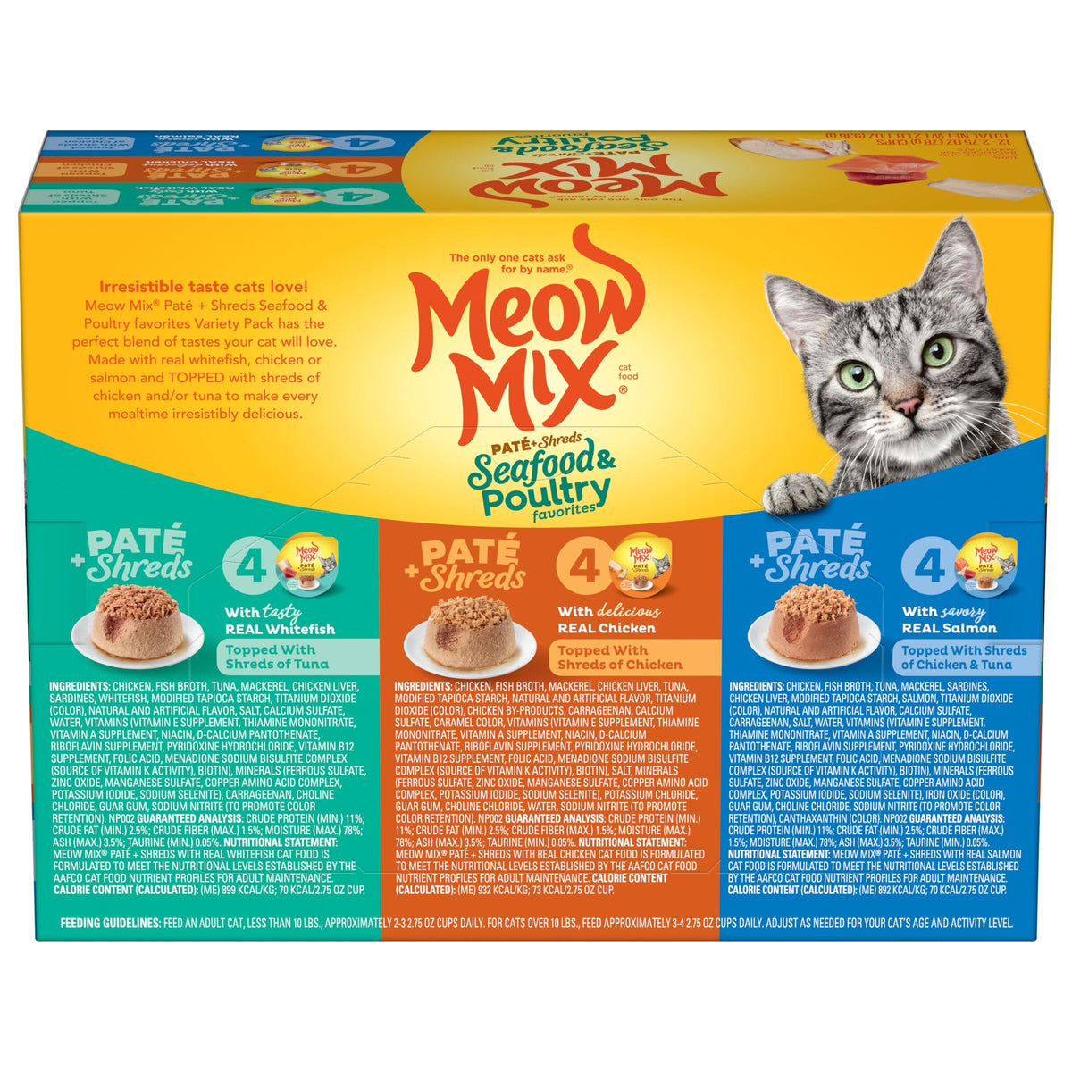 Dry Cat Food 6.3 Pound Bag + Wet Cat Food Variety Pack 2.75 Ounce Cups P867